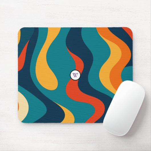 Retro Wavy Pattern Modern Abstract  Mousepad (Mit Mouse)
