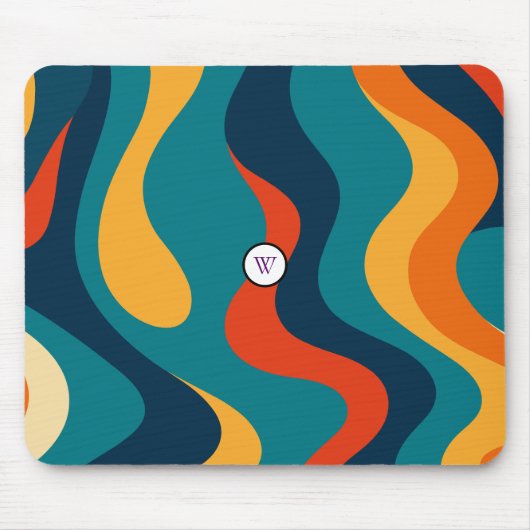 Retro Wavy Pattern Modern Abstract  Mousepad (Vorne)