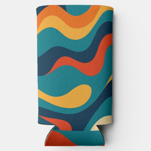 Retro Wavy Pattern Modern Abstract  Selters Dosenkühler (Rückseite)