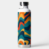 Retro Wavy Pattern Modern Abstract  Trinkflasche (Rechts)