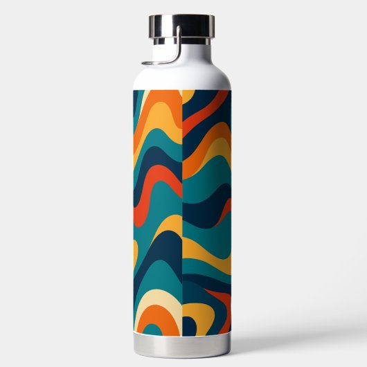 Retro Wavy Pattern Modern Abstract  Trinkflasche (Rechts)