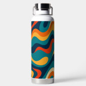 Retro Wavy Pattern Modern Abstract  Trinkflasche (Rückseite)