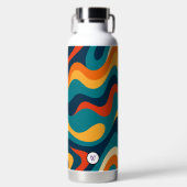 Retro Wavy Pattern Modern Abstract  Trinkflasche (Vorderseite)