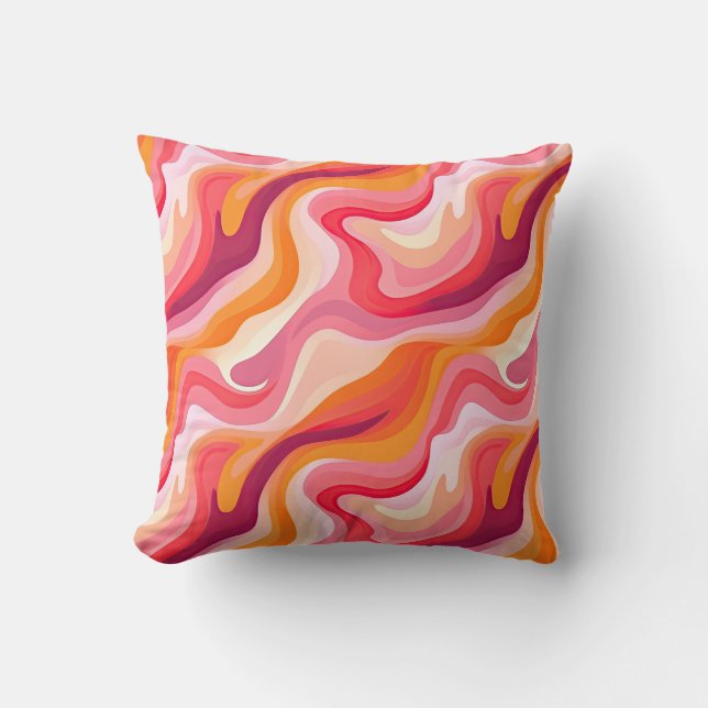 Retro Wavy Pattern Pink Abstrakt Kissen (Vorderseite)