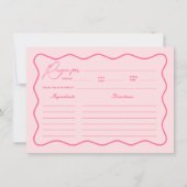 Retro Wavy Pink Brautparty Rezept Card Einladung (Vorderseite)