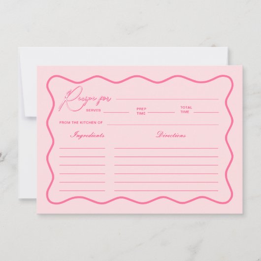 Retro Wavy Pink Brautparty Rezept Card Einladung (Vorderseite)