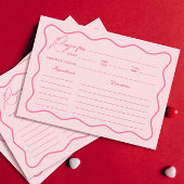 Retro Wavy Pink Brautparty Rezept Card Einladung