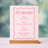 Retro Wavy Pink Drink Menu Bar Acrylschild (Neutral)