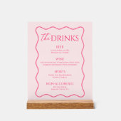 Retro Wavy Pink Drink Menu Bar Acrylschild (Vorderseite)