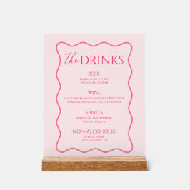 Retro Wavy Pink Drink Menu Bar Acrylschild