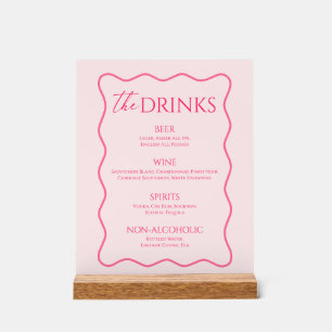 Retro Wavy Pink Drink Menu Bar Acrylschild