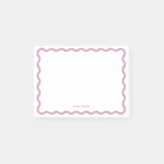 Retro Wavy Pink Einfache Personalisierte Stationie Post-it Klebezettel (Vorderseite)