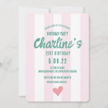 Retro Wavy Pink Striping Handschrift 21St Geburtst Einladung<br><div class="desc">Retro Wavy Pink Striping Handschrift 21St Geburtstag</div>