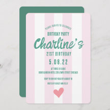 Retro Wavy Pink Striping Handschrift 21St Geburtst