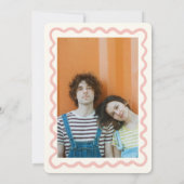 Retro Wavy Pink und Green Handwriting Wedding Einladung (Rückseite)