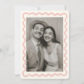 Retro Wavy Pink und Green Handwriting Wedding Einladung (Rückseite)