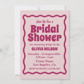 Retro Wavy Pink Wave Curve Modernes Brautparty Einladung (Vorderseite)