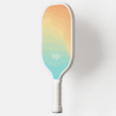 Retro Wavy Rainbow Modern Monogram Pickleball Schläger (Links)