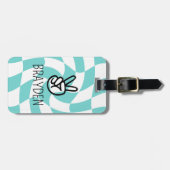 Retro Wavy Schachbrett Board Custom School Tag Gepäckanhänger (Vorderseite horizontal)