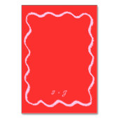 Retro Wavy Squiggle Rosa Handgeschriebene Hochzeit Tischnummer (Rückseite)