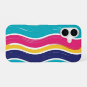 Retro Wavy Stripe Seamless Pattern iPhone 16 Hülle (Rückseite (Horizontal))