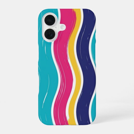 Retro Wavy Stripe Seamless Pattern iPhone 16 Hülle (Rückseite)