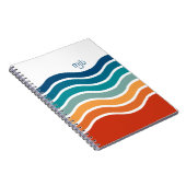 Retro Wavy Stripes Muster mit beliebigen Monogramm Notizblock (Rechte Seite)