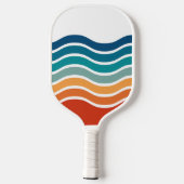 Retro Wavy Stripes Muster mit Ihrem Monogramm Pickleball Schläger (Rückseite)