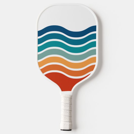 Retro Wavy Stripes Muster mit Ihrem Monogramm Pickleball Schläger (Rückseite)