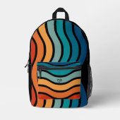 Retro Wavy Stripes Muster mit Monogramm Initialen Bedruckter Rucksack (Vorderseite)