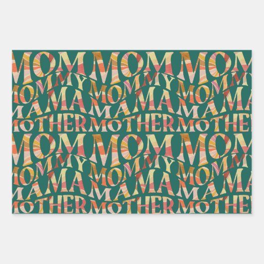 Retro Wavy Summer Sunset Vibes Mother Day Geschenkpapier Set (Vorderseite 2)