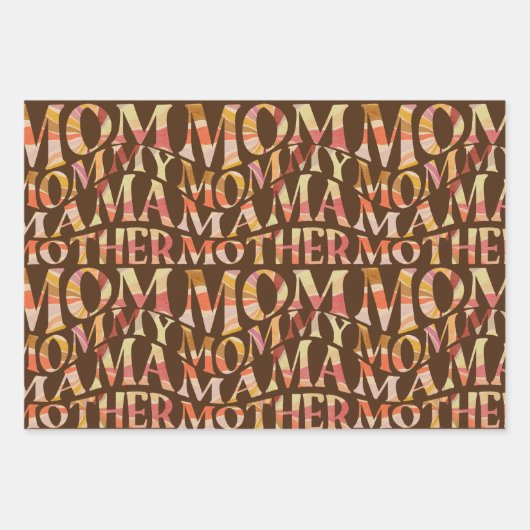 Retro Wavy Summer Sunset Vibes Mother Day Geschenkpapier Set (Vorderseite)