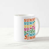 Retro Wavy "SUMMER" Textkunst Design Kaffeetasse (VorderseiteRechts)