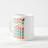 Retro Wavy "SUMMER" Textkunst Design Kaffeetasse (Vorderseite Links)