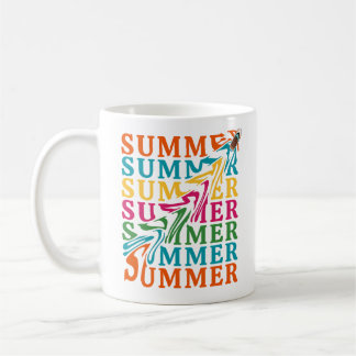 Retro Wavy "SUMMER" Textkunst Design Kaffeetasse
