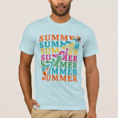 Retro Wavy "SUMMER" Textkunst Design T-Shirt (Vorderseite)