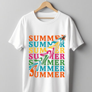 Retro Wavy "SUMMER" Textkunst Design T-Shirt