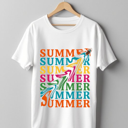 Retro Wavy "SUMMER" Textkunst Design T-Shirt