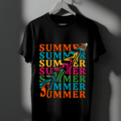 Retro Wavy "SUMMER" Textkunst Design T-Shirt