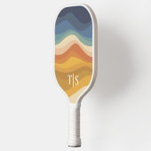 Retro Wavy Sunset Monogram Initials Pickleball Schläger (Links)