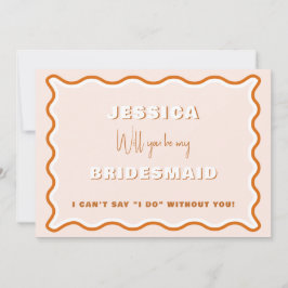 Retro Wavy Terracotta Foto Bridesmaid Vorschlag Einladung
