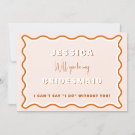 Retro Wavy Terracotta Foto Bridesmaid Vorschlag Einladung