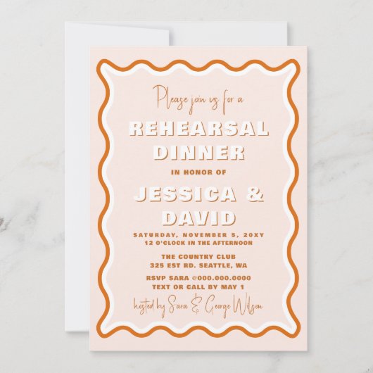 Retro Wavy Terracotta Foto Probe Abendessen Einladung (Vorderseite)