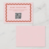 Retro Wavy Terracotta Frame Baby Registry QR Code Begleitkarte (Vorne/Hinten)
