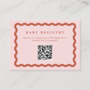 Retro Wavy Terracotta Frame Baby Registry QR Code Begleitkarte