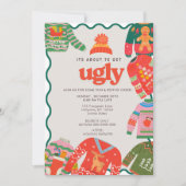 Retro Wavy Ugly Sweater Weihnachtsfeier Einladung (Vorderseite)