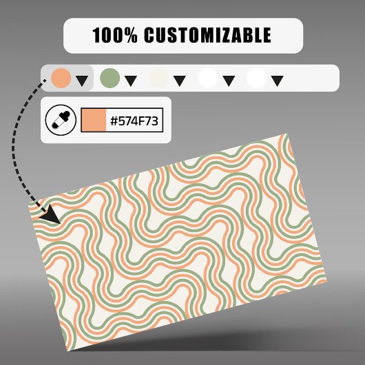Retro Wavy Vertical Side Pattern QR Code  Visitenkarte