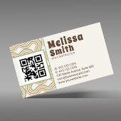 Retro Wavy Vertical Side Pattern QR Code  Visitenkarte