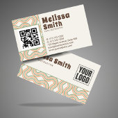 Retro Wavy Vertical Side Pattern QR Code  Visitenkarte