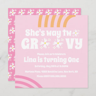 Retro Way Two Groovy Daisy Blume Birthday Pink